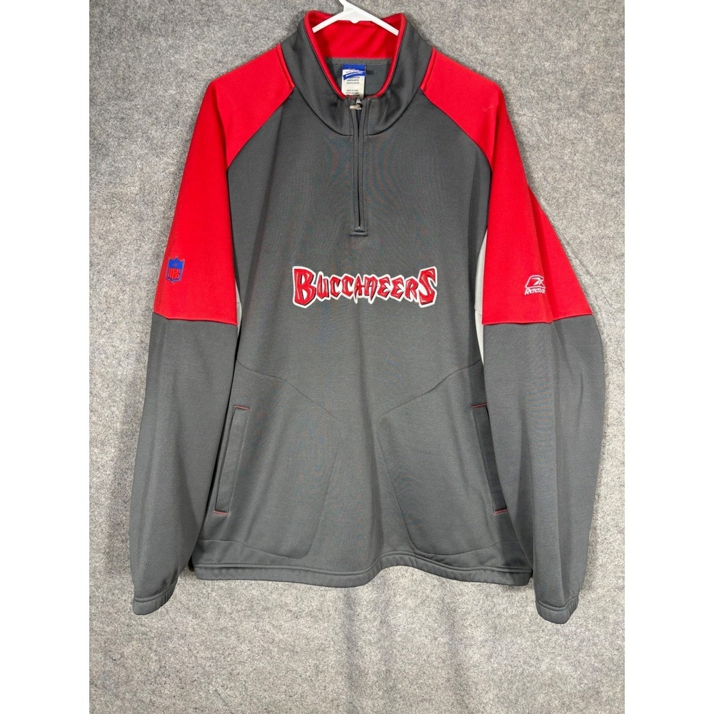Reebok‎ Tampa Bay Buccaneers NFL Quarter Zip Pullover Grey Red Mens XL 8171A 06